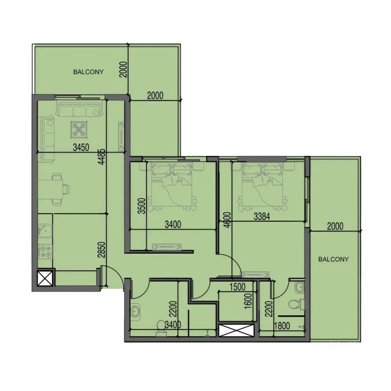 2 Bedrooms