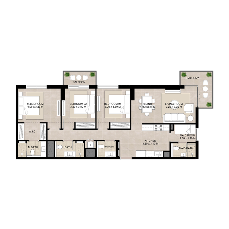 3 Bedrooms