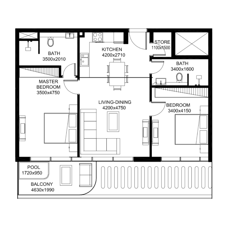 2 Bedrooms