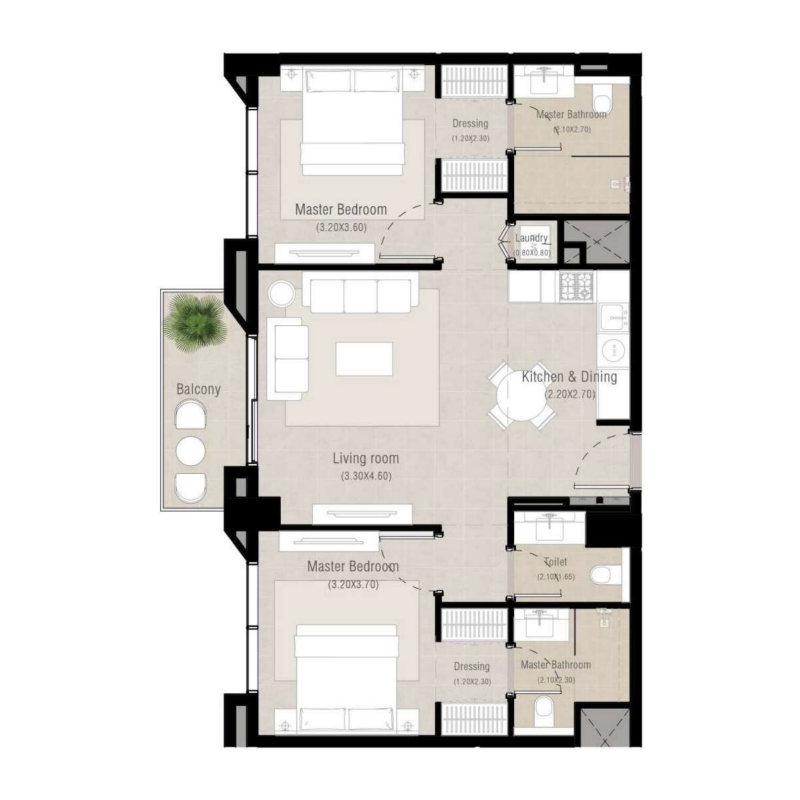 2 Bedrooms