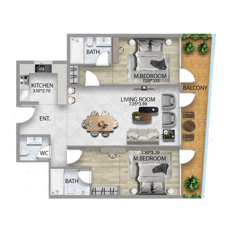 2 Bedrooms
