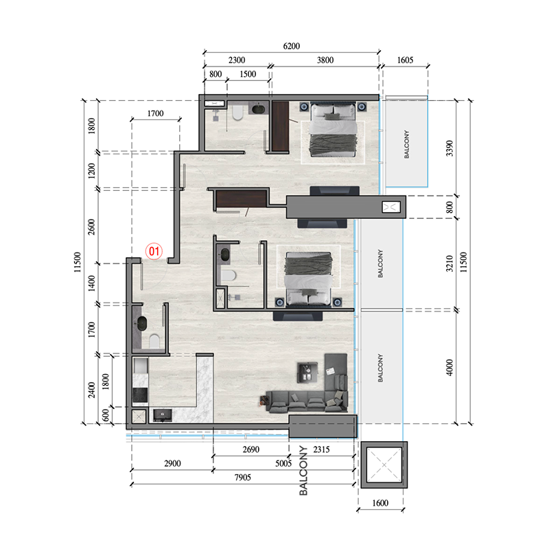 2 Bedrooms