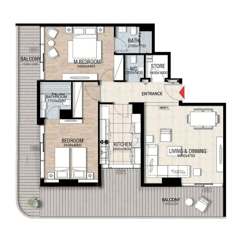 2 Bedrooms