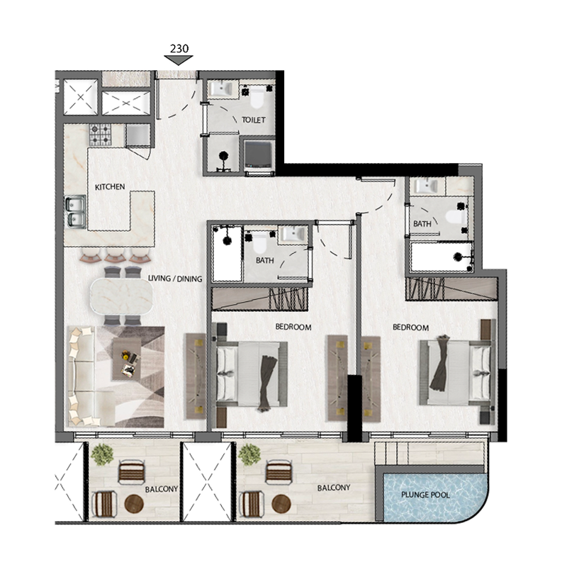 2 Bedrooms
