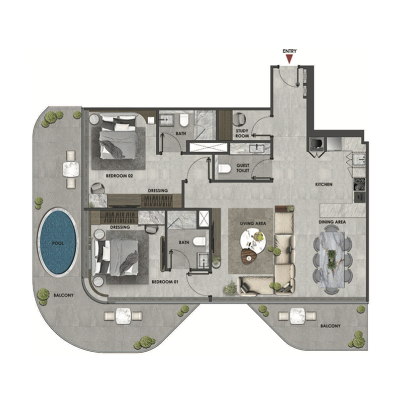 2 Bedrooms