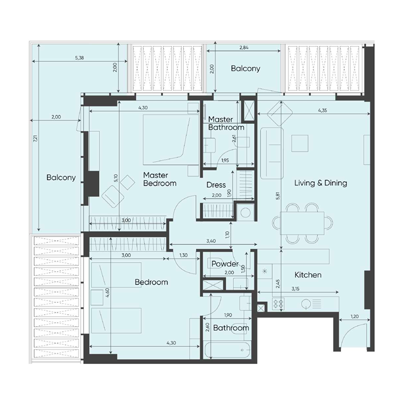 2 Bedrooms