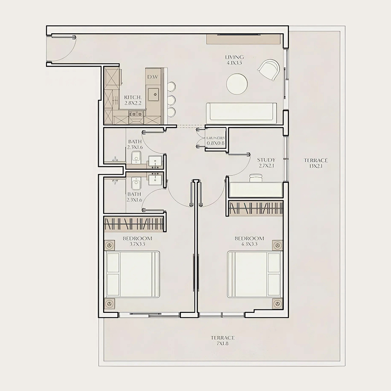 2 Bedrooms