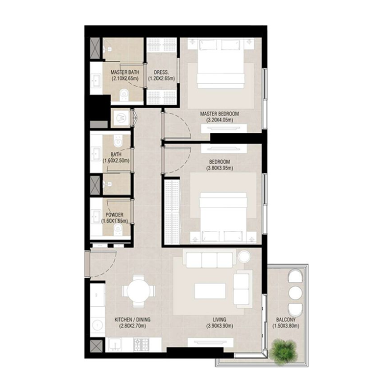2 Bedrooms