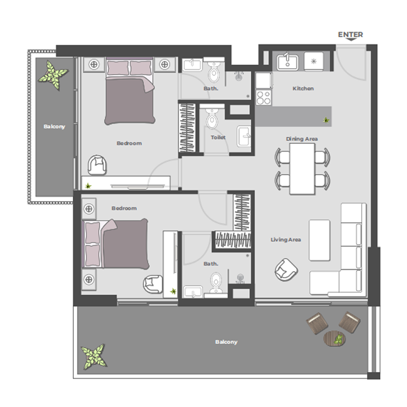2 Bedrooms