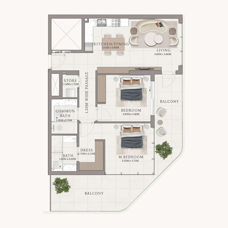 2 Bedrooms