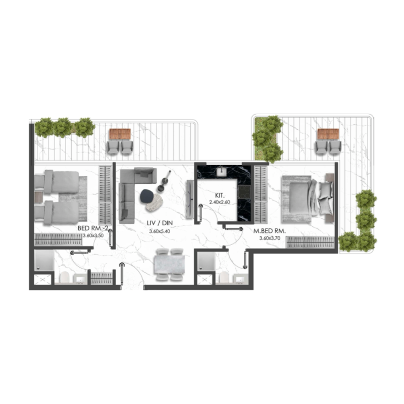 2 Bedrooms
