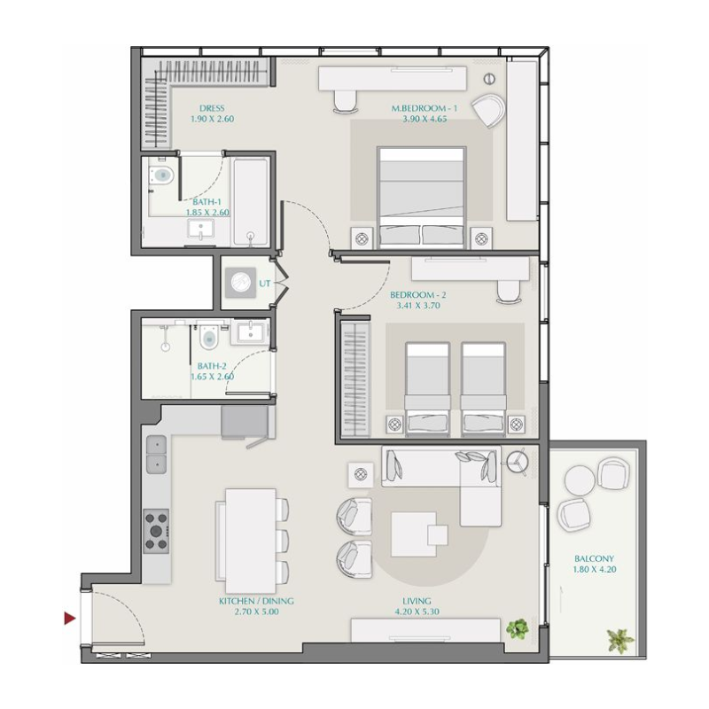 2 Bedrooms