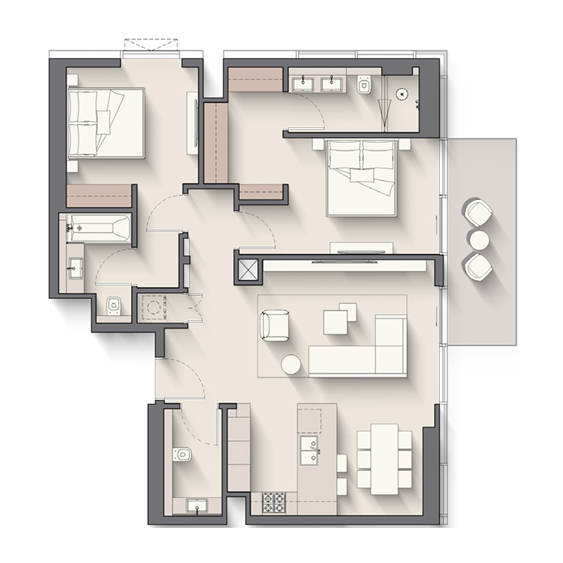 2 Bedrooms