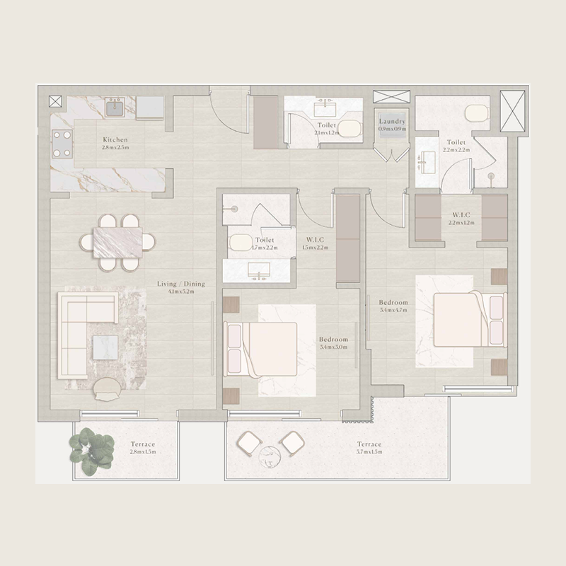 2 Bedrooms