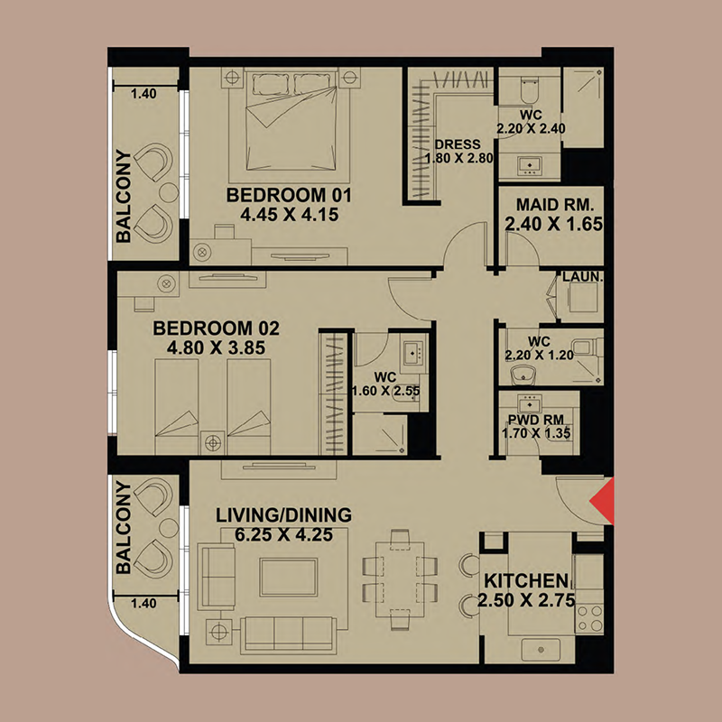 2 Bedrooms