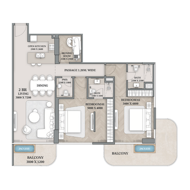 2 Bedrooms