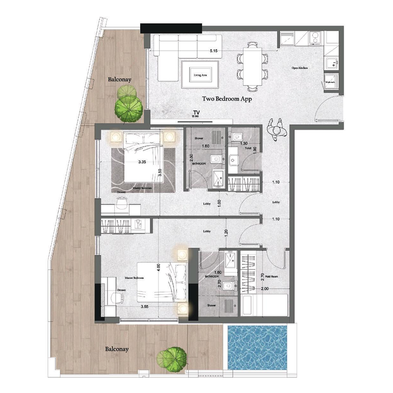 2 Bedrooms