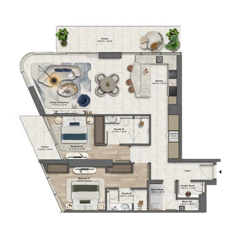 2 Bedrooms