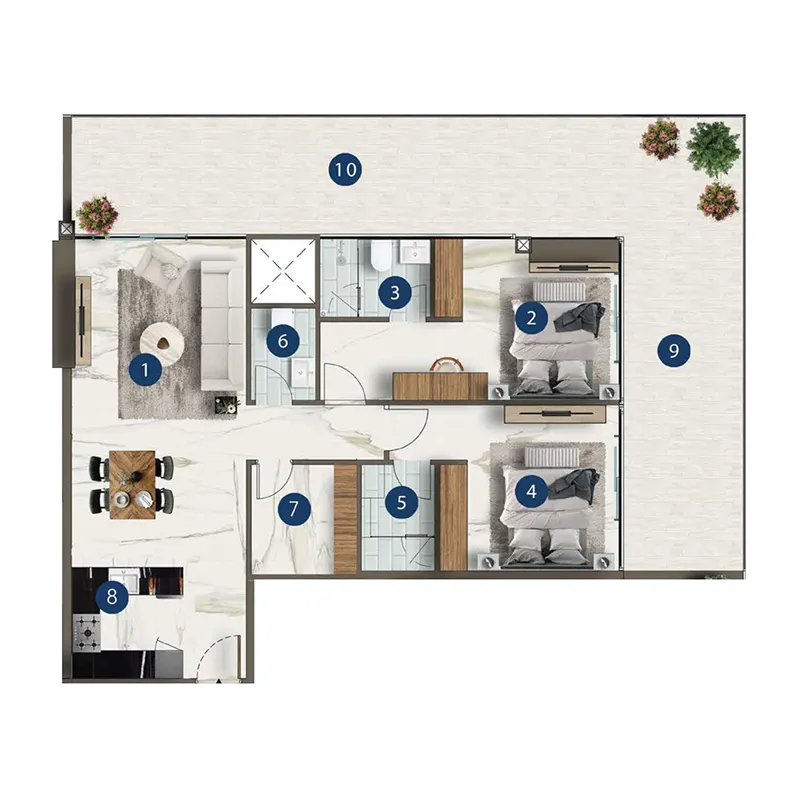 2 Bedrooms