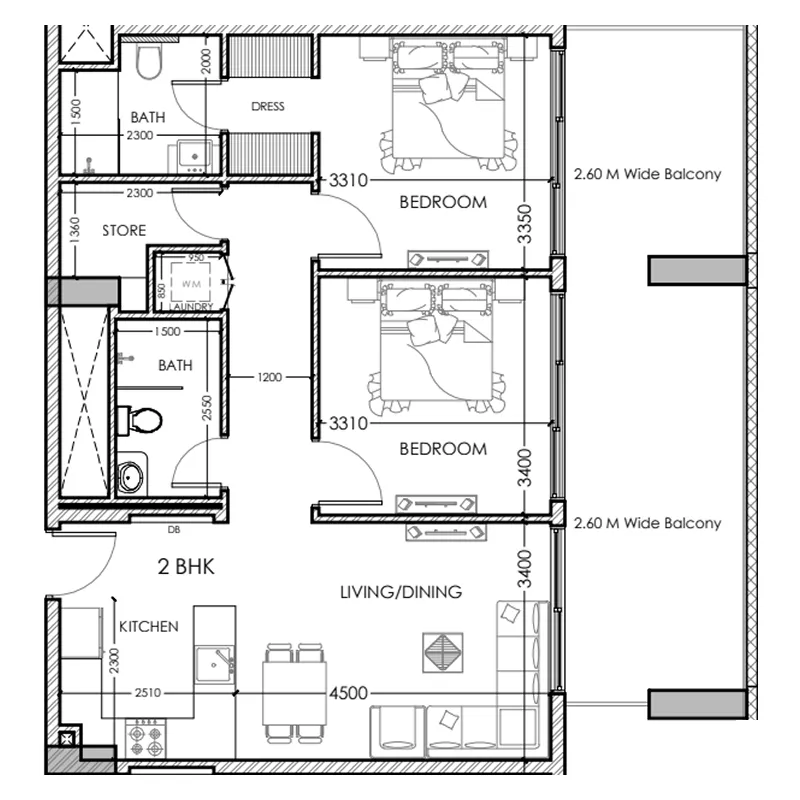 2 Bedrooms