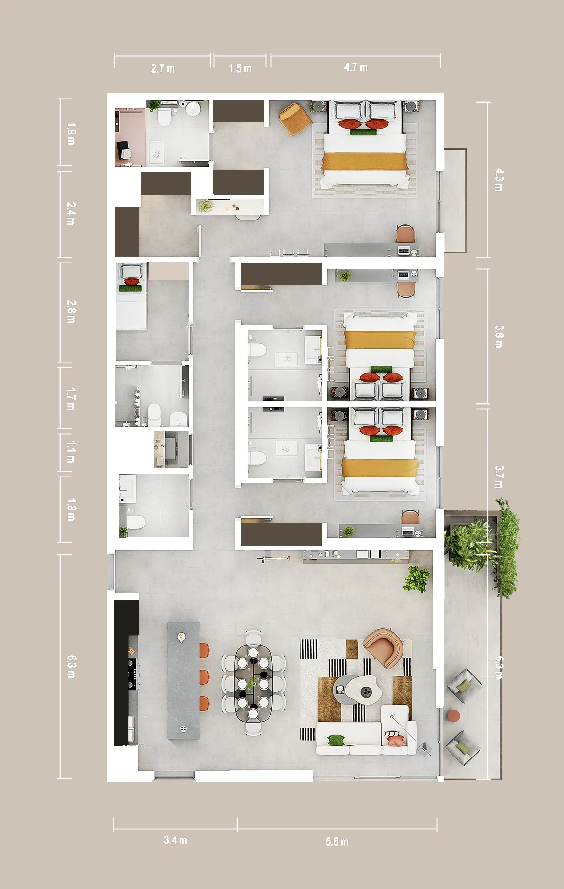 3 Bedrooms