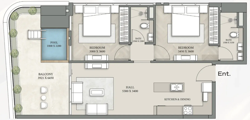 2 Bedrooms