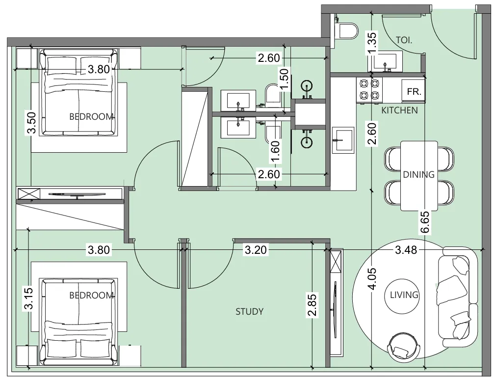 2 Bedrooms