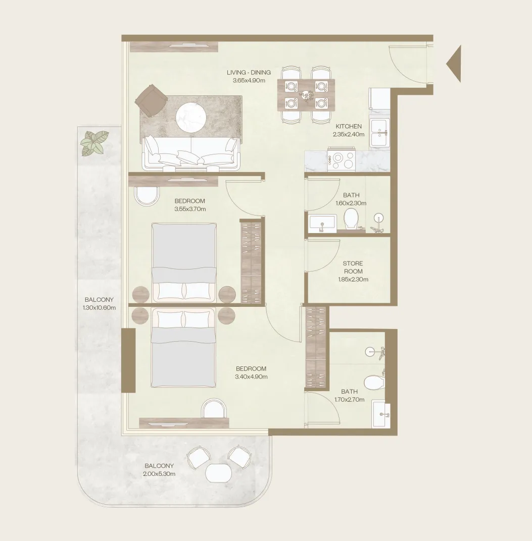 2 Bedrooms