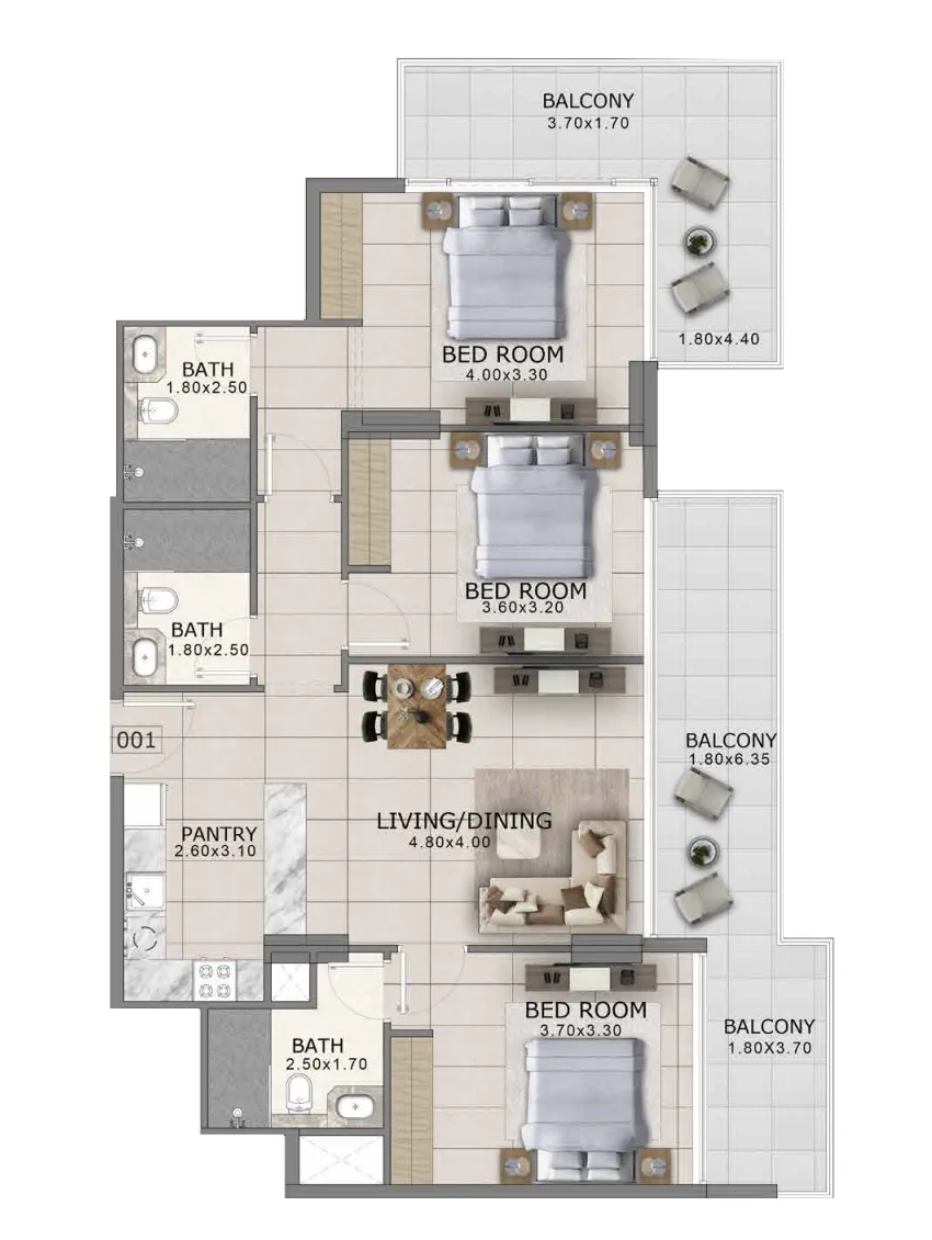 3 Bedrooms