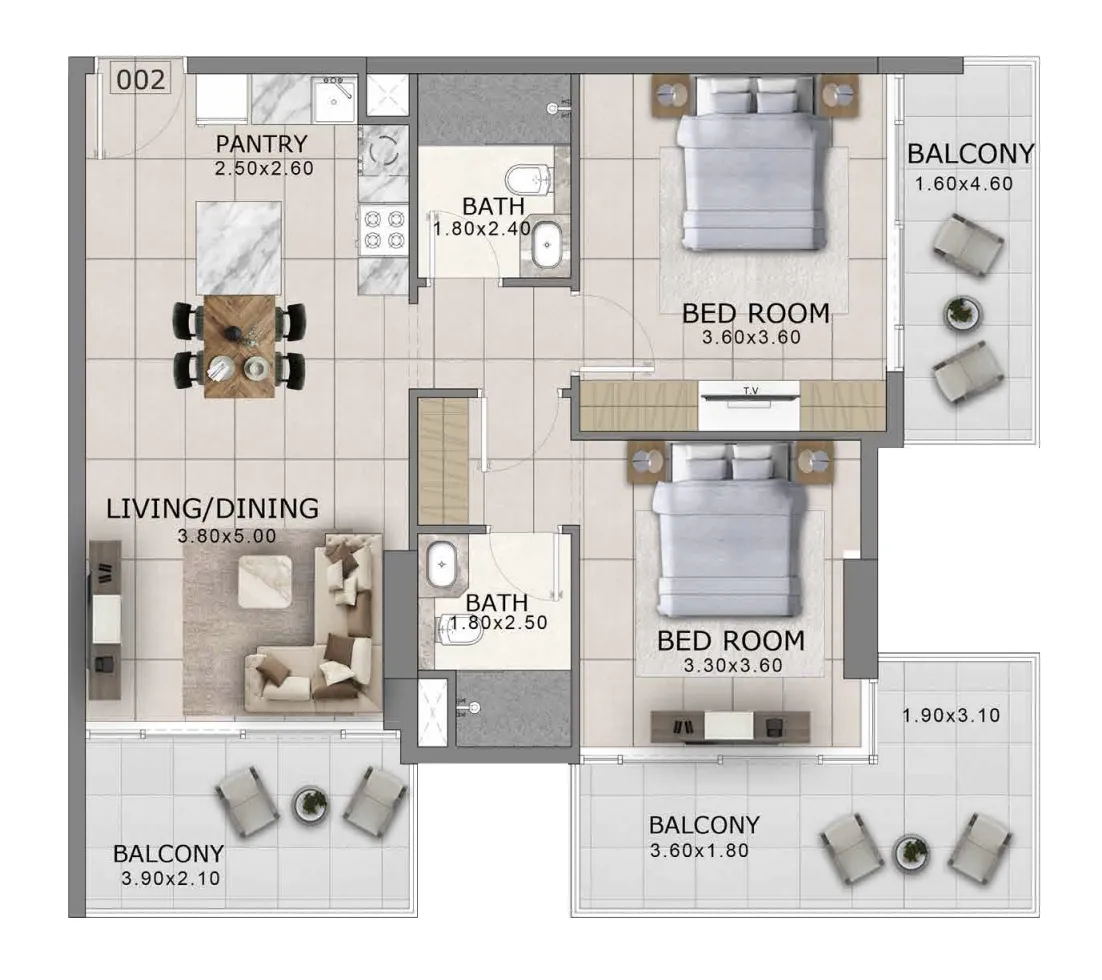 2 Bedrooms
