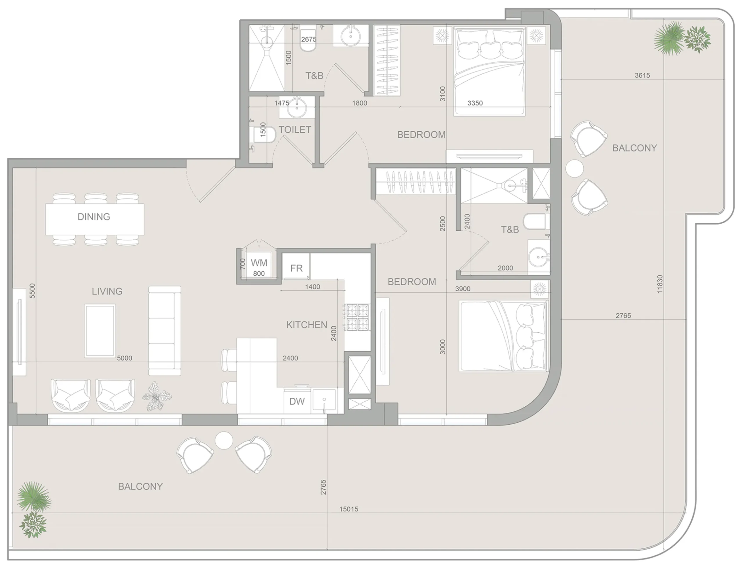 2 Bedrooms