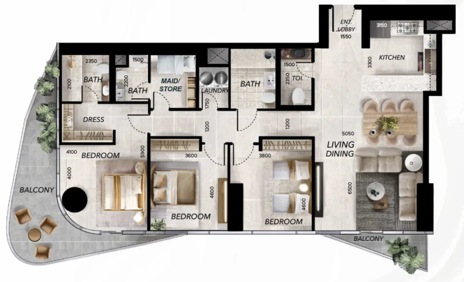 3 Bedrooms