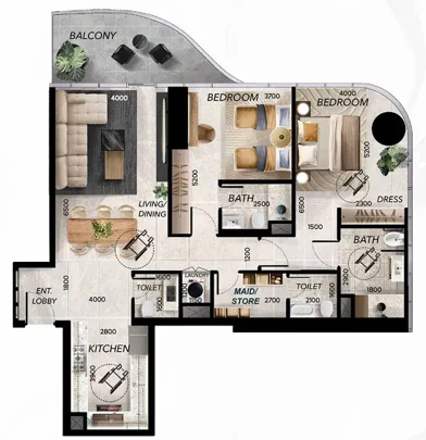 2 Bedrooms