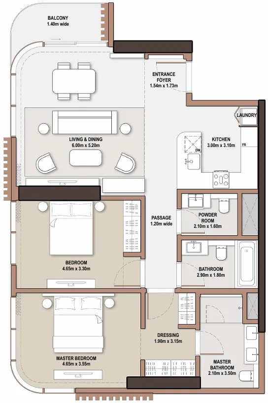 2 Bedrooms