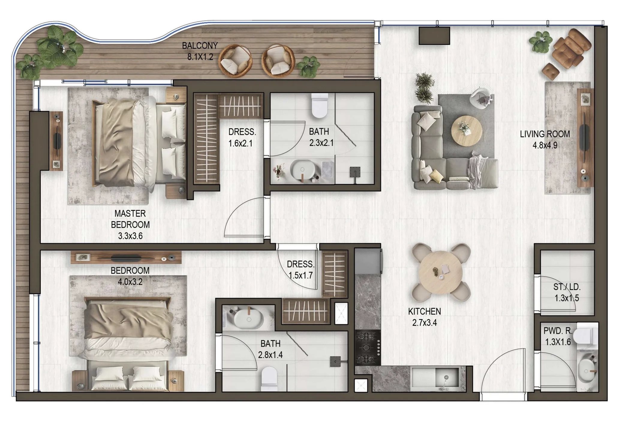 2 Bedrooms