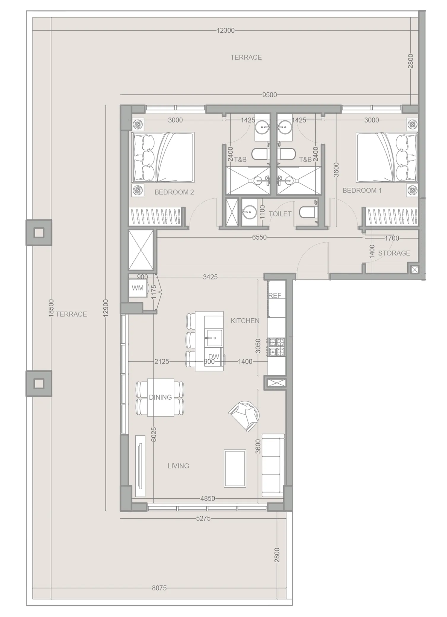 2 Bedrooms