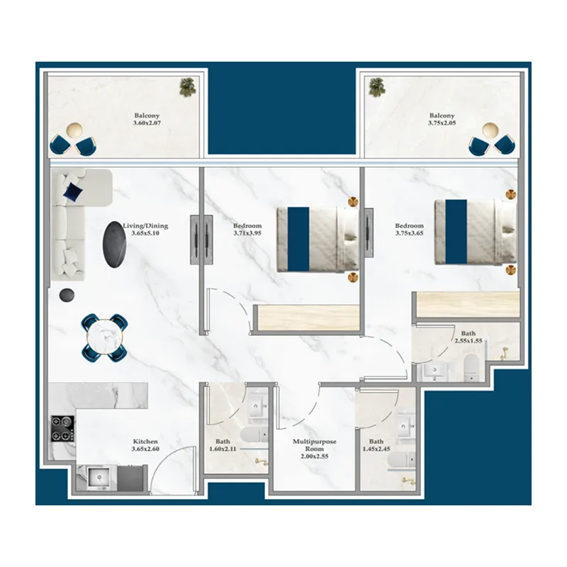 2 Bedrooms