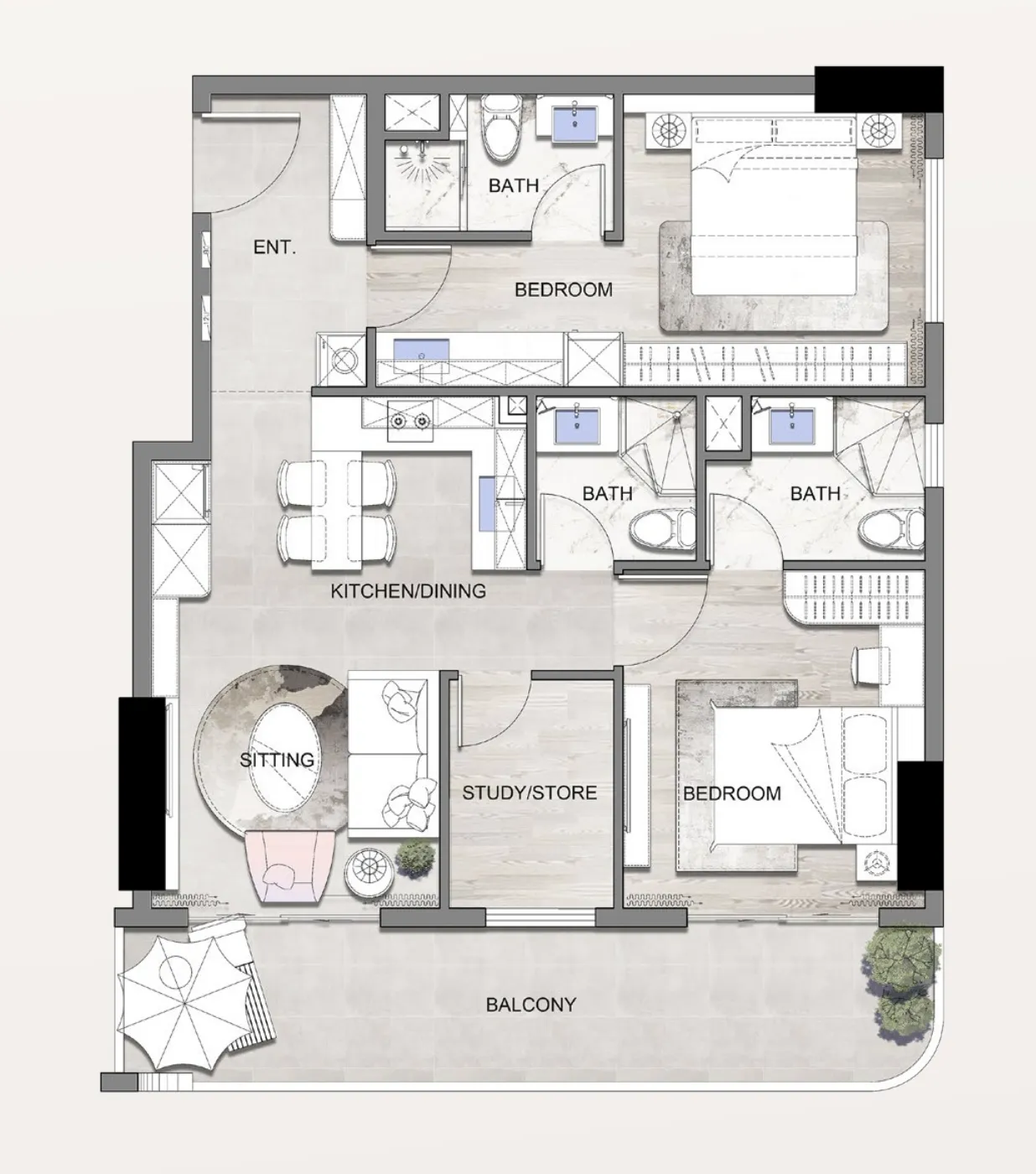 2 Bedrooms