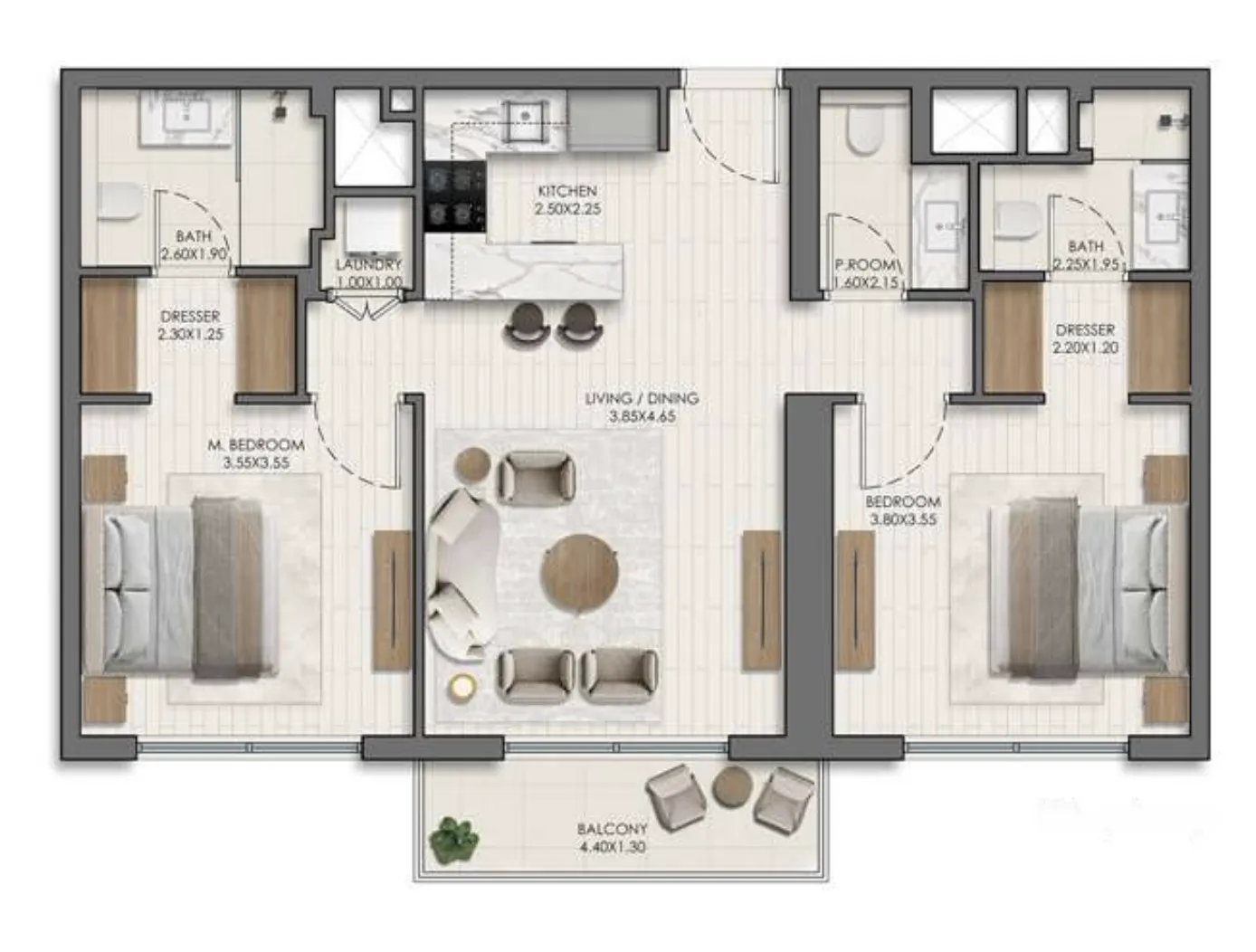 2 Bedrooms