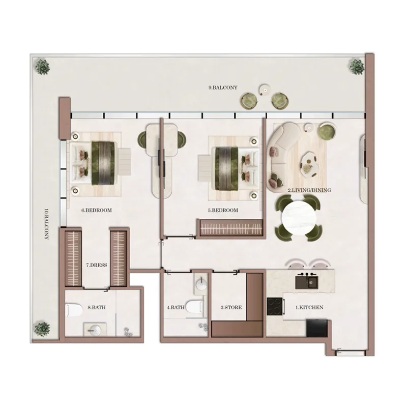 2 Bedrooms