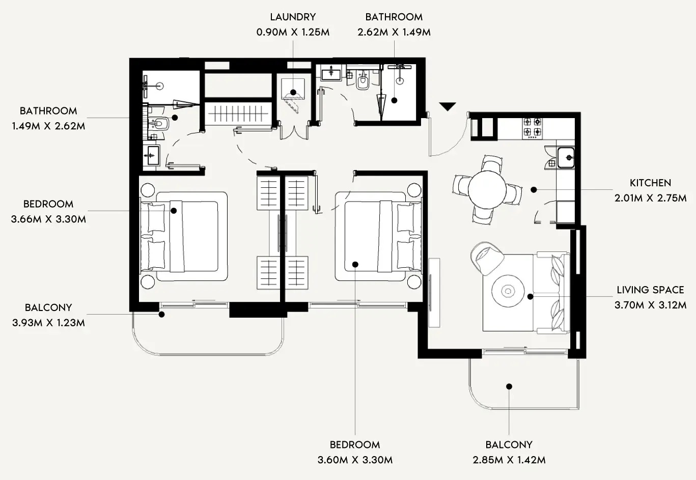 2 Bedrooms