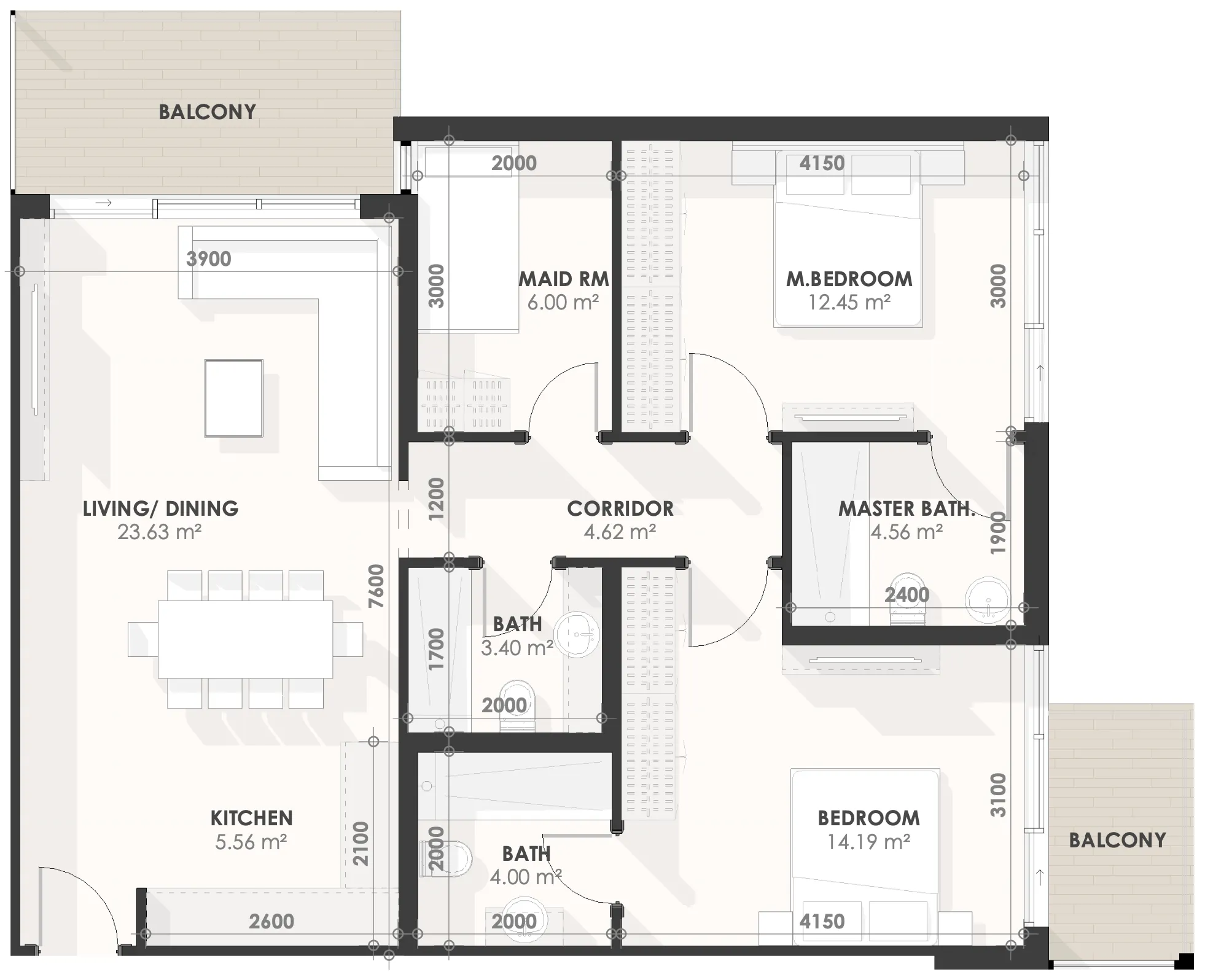 2 Bedrooms