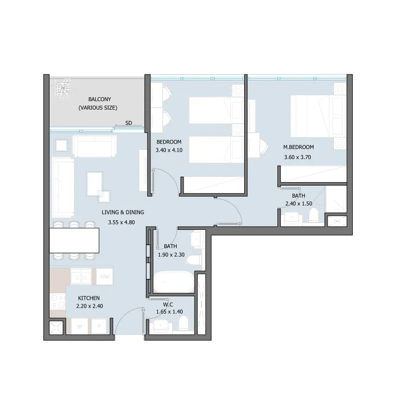 2 Bedrooms