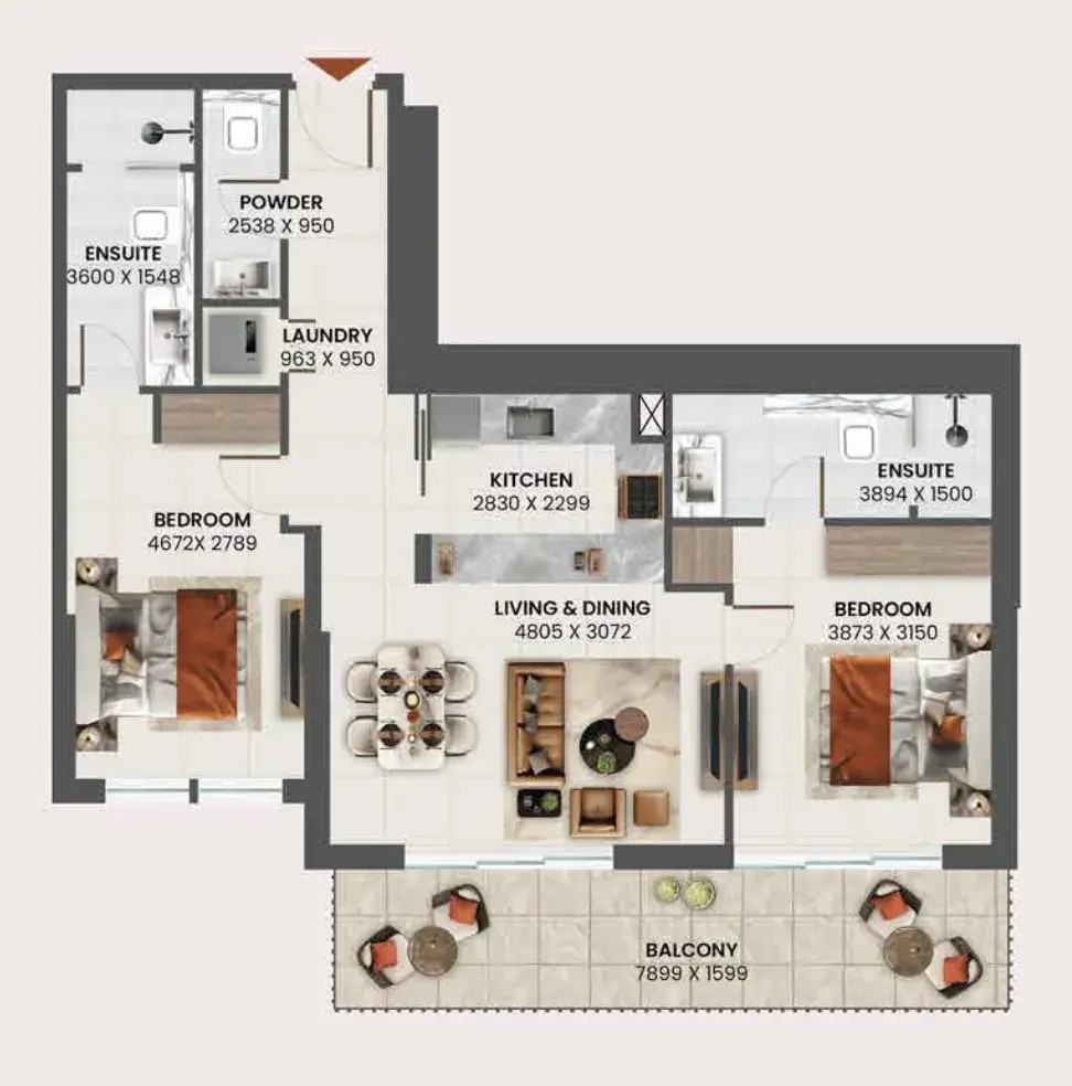 2 Bedrooms