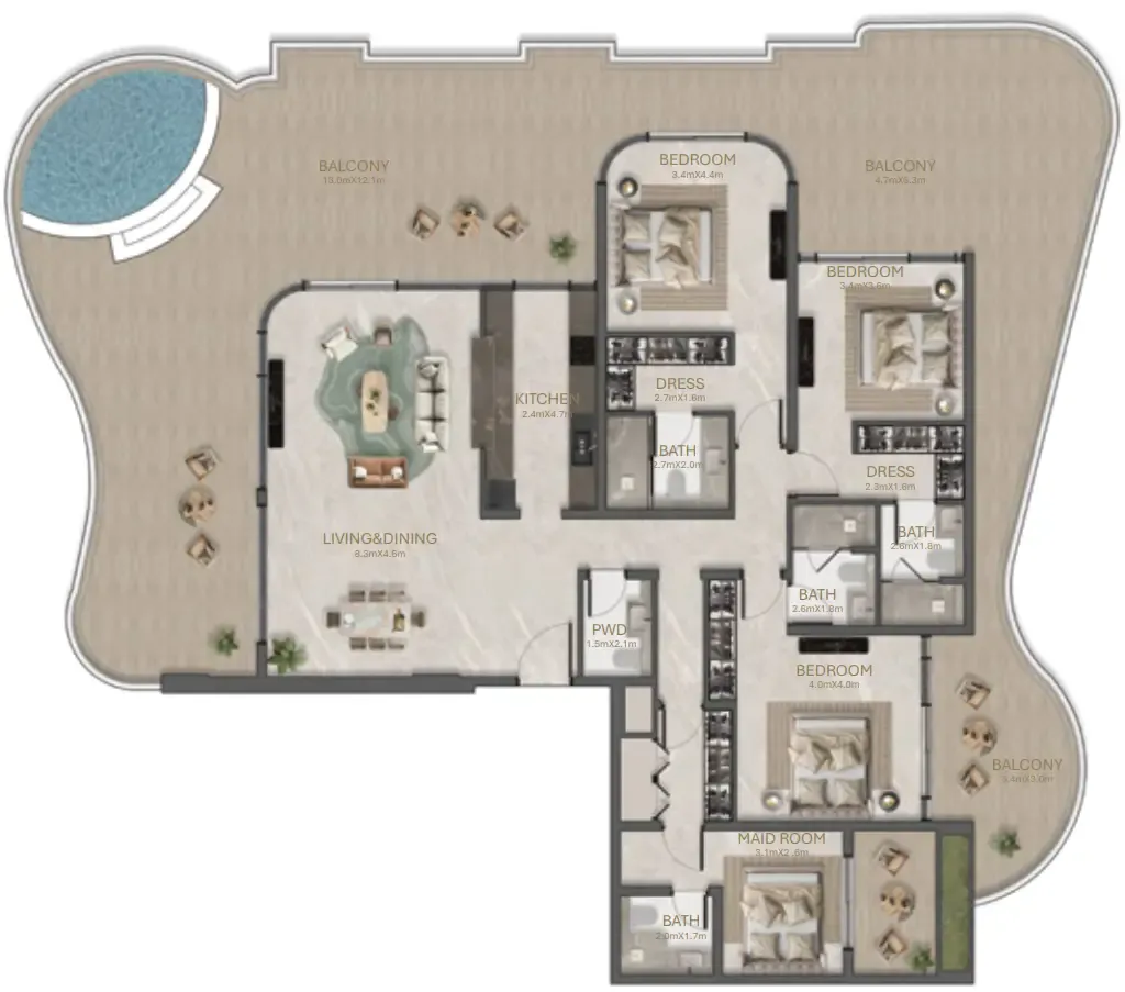 3 Bedrooms