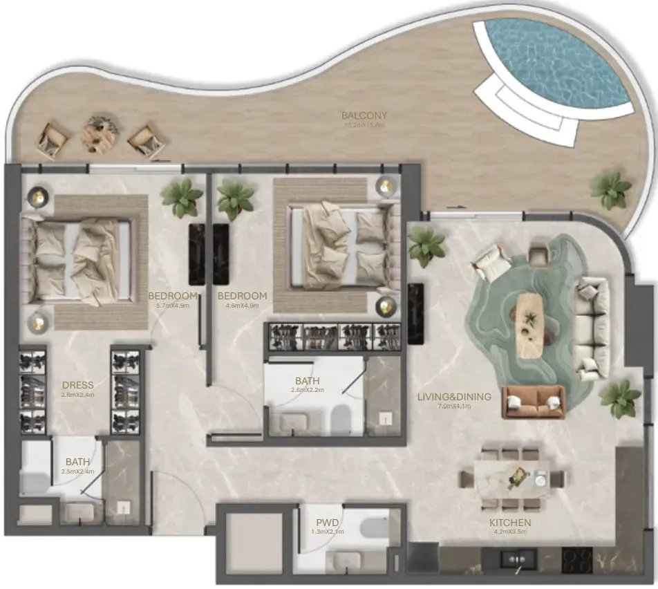 2 Bedrooms