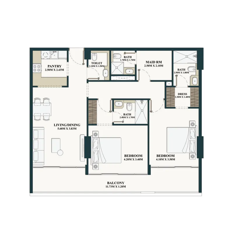2 Bedrooms