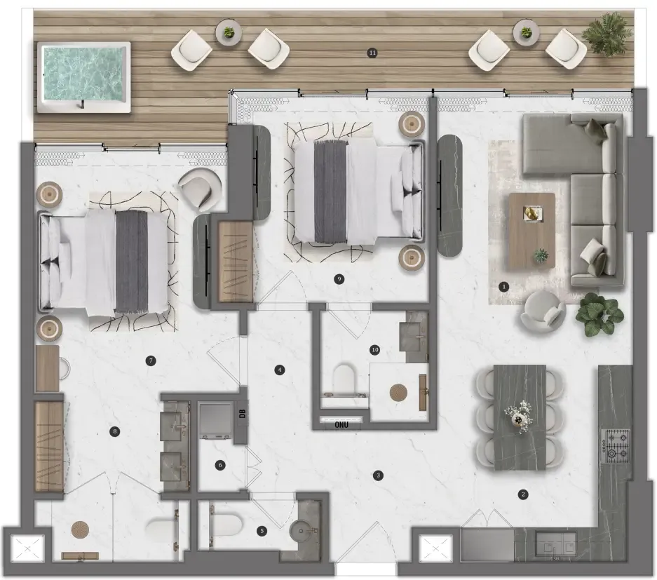 2 Bedrooms