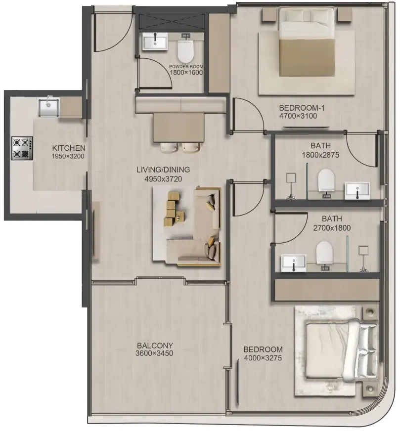 2 Bedrooms