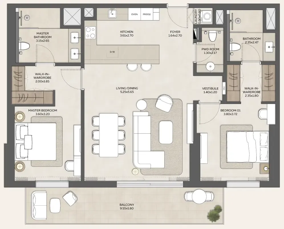 2 Bedrooms